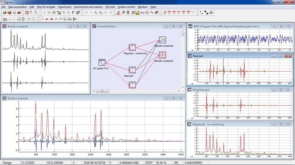 Screenshots Sigview spectrum analyzer FFT based signal analysis
