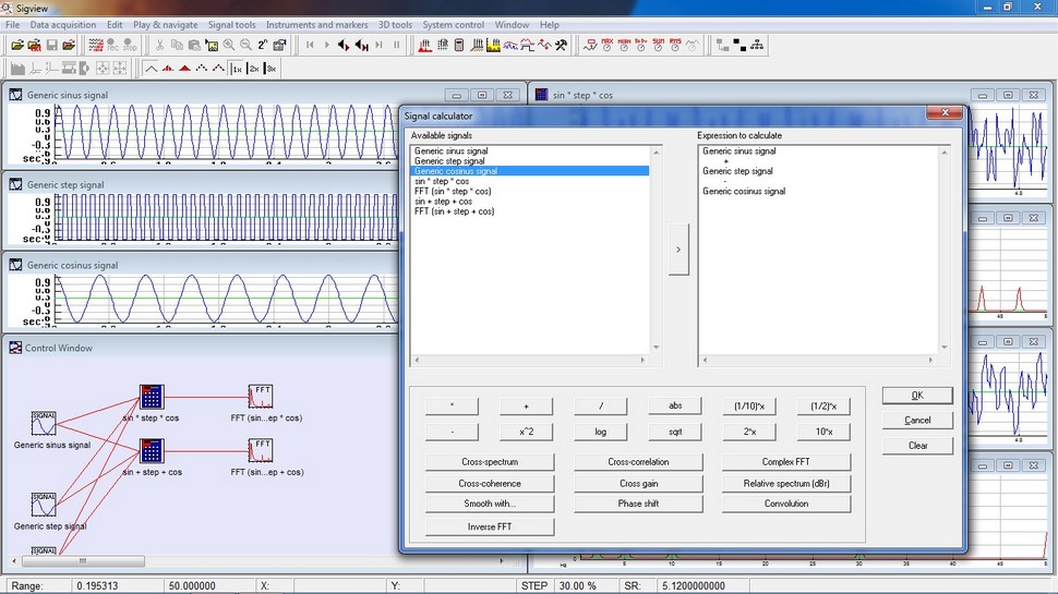 Screenshots Sigview spectrum analyzer FFT based signal analysis software