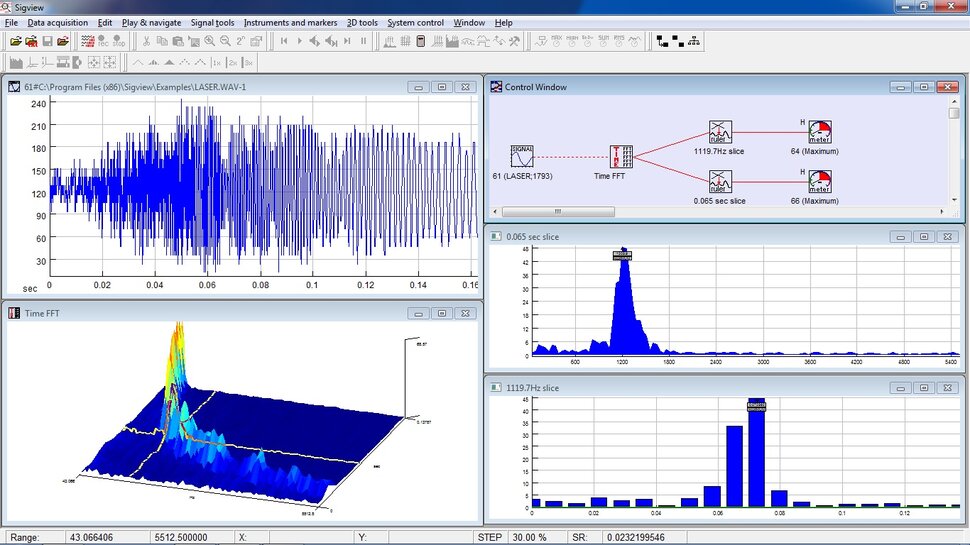 Screenshots Sigview spectrum analyzer FFT based signal analysis software